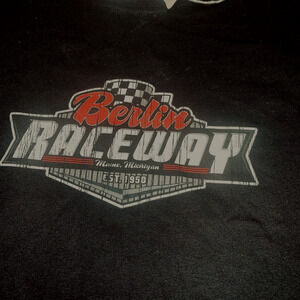 2XL Berlin Raceway T-Shirt Black Merne Michigan 50" Where Speed Belongs NWT